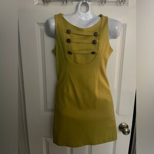 Corey Lynn Calter Mustard Mini Dress with Button Detail
